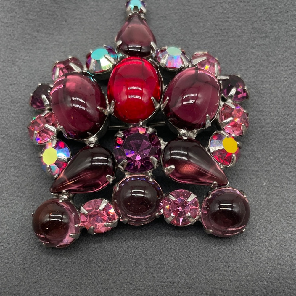 Albert Weiss Red Pink and Purple Brooch
